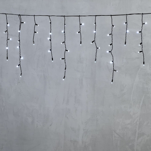 Гирлянда Бахрома с Колпачком 3,1 x 0,5 м Белая 220В, 120 LED, Провод Черный ПВХ, IP65