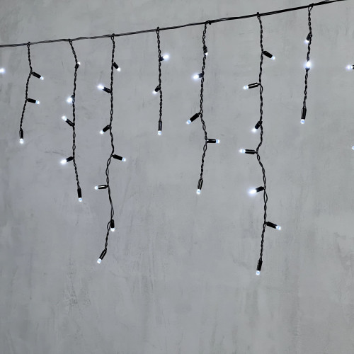 Гирлянда Бахрома с Колпачком 3,1 x 0,5 м Белая 220В, 120 LED, Провод Черный ПВХ, IP65