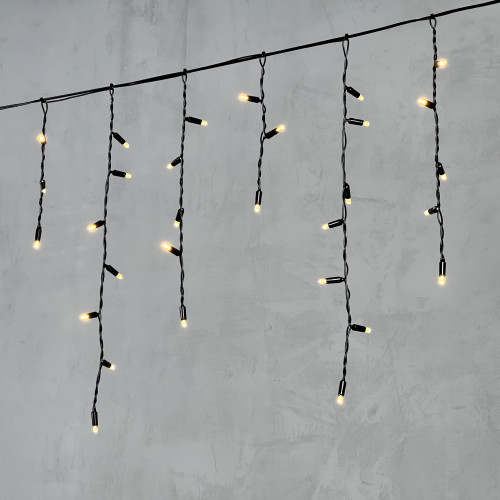 Гирлянда Бахрома с Колпачком 3,1 x 0,5 м Тепло-Белая 220В, 120 LED, Провод Черный ПВХ, IP65