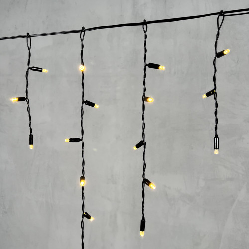 Гирлянда Бахрома с Колпачком 3,1 x 0,5 м Тепло-Белая 220В, 120 LED, Провод Черный ПВХ, IP65