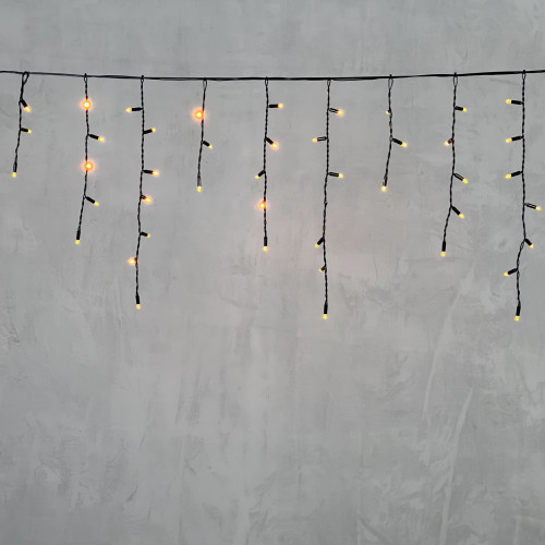 Гирлянда Бахрома с Колпачком 3,1 x 0,5 м Желтая 220В, 120 LED, Провод Черный ПВХ, IP65