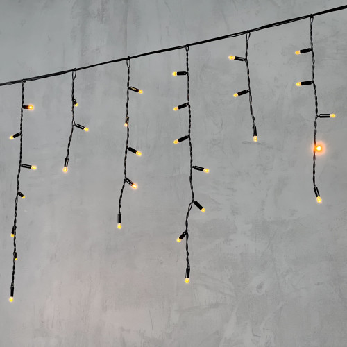 Гирлянда Бахрома с Колпачком 3,1 x 0,5 м Желтая 220В, 120 LED, Провод Черный ПВХ, IP65