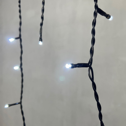 Гирлянда Бахрома 3,1 x 0,5 м Белая 24В, 150 LED, Провод Черный ПВХ, IP54