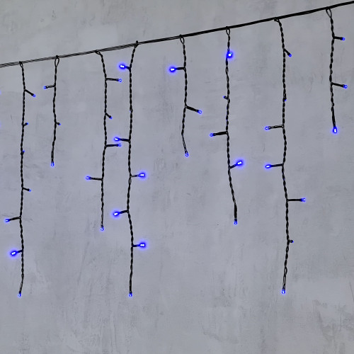 Гирлянда Бахрома 3,1 x 0,5 м Синяя 220В, 150 LED, Провод Черный ПВХ, IP54