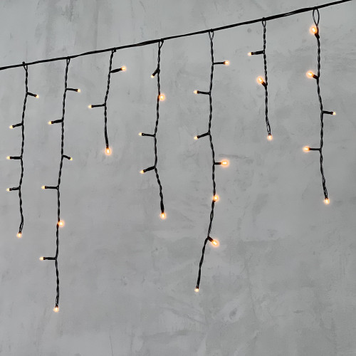Гирлянда Бахрома 3,1 x 0,5 м Экстра Тепло-Белая 220В, 150 LED, Провод Черный ПВХ, IP54