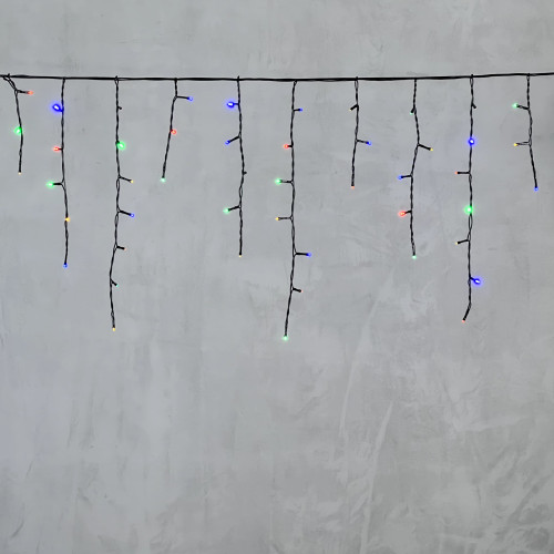 Гирлянда Бахрома 3,1 x 0,5 м Разноцветная 220В, 150 LED, Провод Черный ПВХ, IP54
