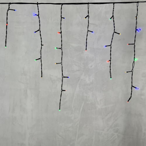 Гирлянда Бахрома 3,1 x 0,5 м Разноцветная 220В, 150 LED, Провод Черный ПВХ, IP54