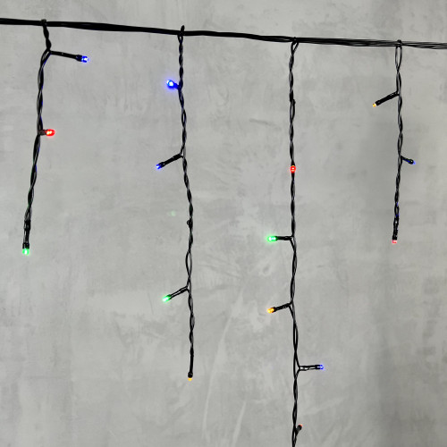 Гирлянда Бахрома 3,1 x 0,5 м Разноцветная 220В, 150 LED, Провод Черный ПВХ, IP54