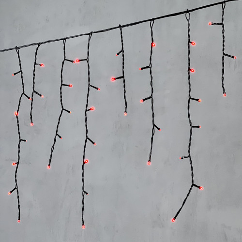 Гирлянда Бахрома 3,1 x 0,5 м Красная 220В, 150 LED, Провод Черный ПВХ, IP54