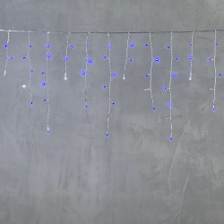 Гирлянда Бахрома 3,1 x 0,5 м Синяя с Мерцанием Белого Диода 220В, 150 LED, Провод Прозрачный ПВХ, IP54