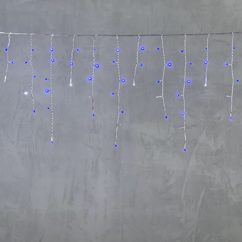 Гирлянда Бахрома 3,1 x 0,5 м Синяя с Мерцанием Белого Диода 220В, 150 LED, Провод Прозрачный ПВХ, IP54