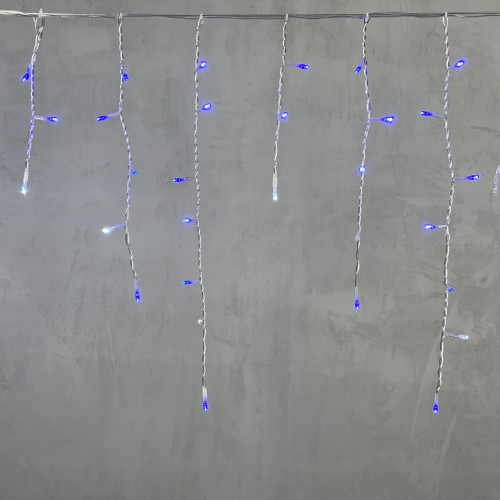 Гирлянда Бахрома 3,1 x 0,5 м Синяя с Мерцанием Белого Диода 220В, 150 LED, Провод Прозрачный ПВХ, IP54