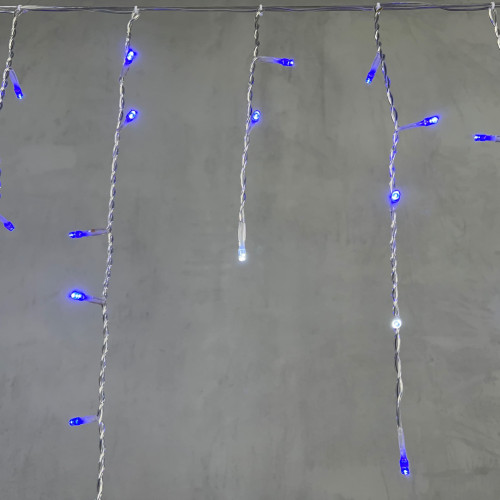 Гирлянда Бахрома 3,1 x 0,5 м Синяя с Мерцанием Белого Диода 220В, 150 LED, Провод Прозрачный ПВХ, IP54