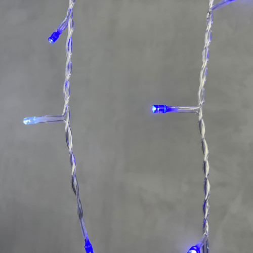 Гирлянда Бахрома 3,1 x 0,5 м Синяя с Мерцанием Белого Диода 220В, 150 LED, Провод Прозрачный ПВХ, IP54