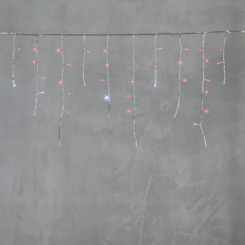 Гирлянда Бахрома 3,1 x 0,5 м Красная с Мерцанием Белого Диода 220В, 150 LED, Провод Прозрачный ПВХ, IP54