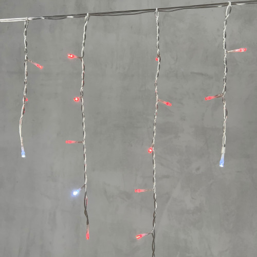 Гирлянда Бахрома 3,1 x 0,5 м Красная с Мерцанием Белого Диода 220В, 150 LED, Провод Прозрачный ПВХ, IP54