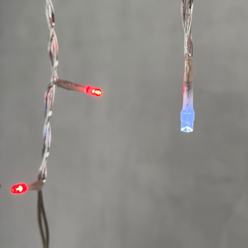 Гирлянда Бахрома 3,1 x 0,5 м Красная с Мерцанием Белого Диода 220В, 150 LED, Провод Прозрачный ПВХ, IP54