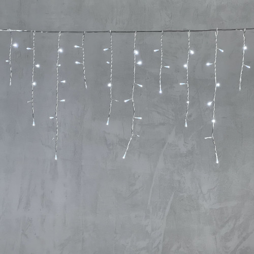 Гирлянда Бахрома 3,1 x 0,5 м Белая с Мерцанием Белого Диода 220В, 150 LED, Провод Прозрачный ПВХ, IP54