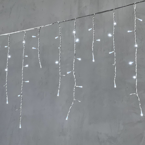 Гирлянда Бахрома 3,1 x 0,5 м Белая с Мерцанием Белого Диода 220В, 150 LED, Провод Прозрачный ПВХ, IP54