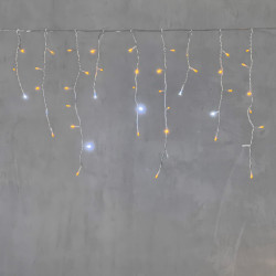 Гирлянда Бахрома 3,1 x 0,5 м Желтая с Мерцанием Белого Диода 220В, 150 LED, Провод Прозрачный ПВХ, IP54