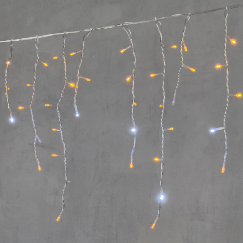 Гирлянда Бахрома 3,1 x 0,5 м Желтая с Мерцанием Белого Диода 220В, 150 LED, Провод Прозрачный ПВХ, IP54