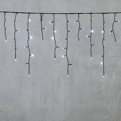 Гирлянда Бахрома 3,1 x 0,5 м Белая с Мерцанием Белого Диода 220В, 150 LED, Провод Черный ПВХ, IP54