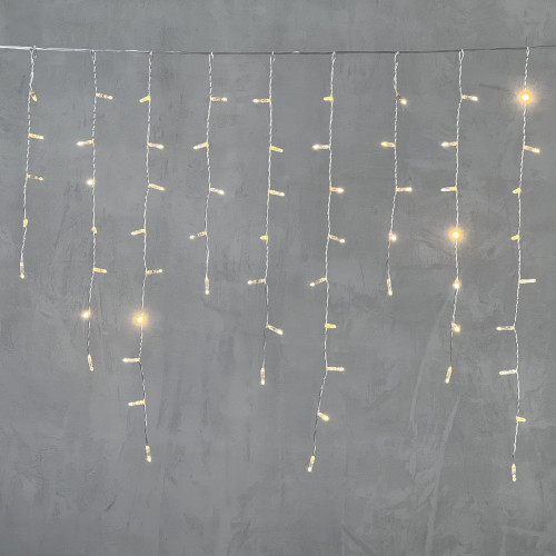 Гирлянда Бахрома с Колпачком 3,2 x 0,9 м Тепло-Белая 220В, 168 LED, Провод Прозрачный ПВХ, IP65