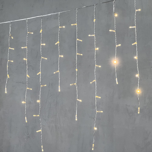 Гирлянда Бахрома с Колпачком 3,2 x 0,9 м Тепло-Белая 220В, 168 LED, Провод Прозрачный ПВХ, IP65