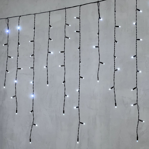 Гирлянда Бахрома с Колпачком 3,2 x 0,9 м Белая 220В, 168 LED, Провод Черный ПВХ, IP65