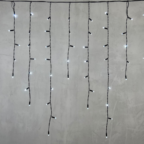 Гирлянда Бахрома с Колпачком 3,2 x 0,9 м Белая 220В, 168 LED, Провод Черный ПВХ, IP65