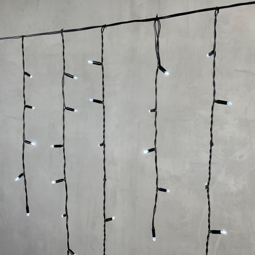 Гирлянда Бахрома с Колпачком 3,2 x 0,9 м Белая 220В, 168 LED, Провод Черный ПВХ, IP65