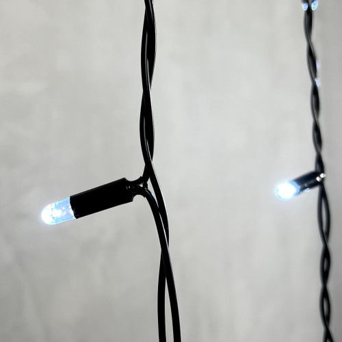Гирлянда Бахрома с Колпачком 3,2 x 0,9 м Белая 220В, 168 LED, Провод Черный ПВХ, IP65