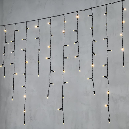 Гирлянда Бахрома с Колпачком 3,2 x 0,9 м Тепло-Белая 220В, 168 LED, Провод Черный ПВХ, IP65