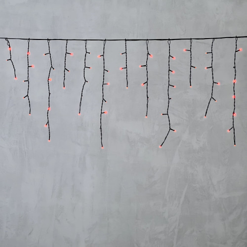 Гирлянда Бахрома 4,9 x 0,5 м Красная 220В, 240 LED, Провод Черный ПВХ, IP54