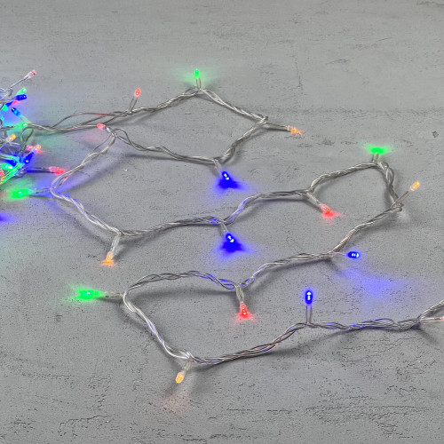 Гирлянда Нить 10м Разноцветная 24В, 100 LED, Провод Прозрачный ПВХ, IP54