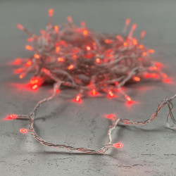 Гирлянда Нить 10м Красная 24В, 100 LED, Провод Прозрачный ПВХ, IP54