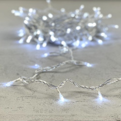 Гирлянда Нить 10м Белая 24В, 100 LED, Провод Прозрачный ПВХ, IP54