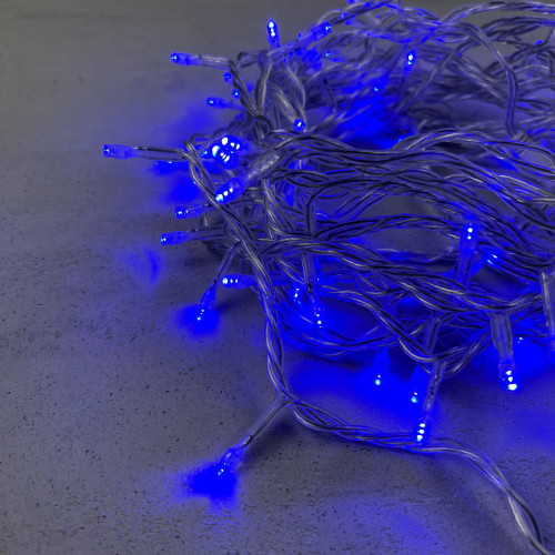 Гирлянда Нить 10м Синяя 220В, 100 LED, Провод Прозрачный ПВХ, IP54