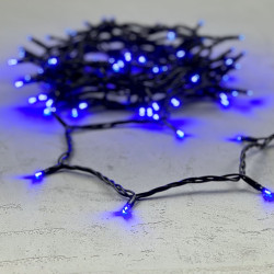 Гирлянда Нить 10м Синяя 24В, 100 LED, Провод Черный ПВХ, IP54