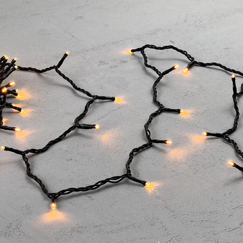 Гирлянда Нить 10м Экстра Тепло-Белая 24В, 100 LED, Провод Черный ПВХ, IP54