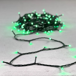 Гирлянда Нить 10м Зеленая 24В, 100 LED, Провод Черный ПВХ, IP54