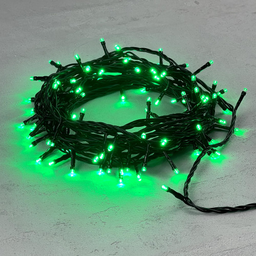 Гирлянда Нить 10м Зеленая 24В, 100 LED, Провод Черный ПВХ, IP54