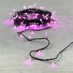 Гирлянда Нить 10м Розовая 24В, 100 LED, Провод Черный ПВХ, IP54
