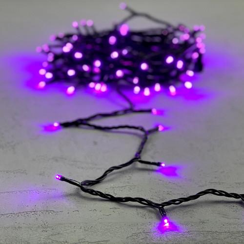 Гирлянда Нить 10м Фиолетовая 24В, 100 LED, Провод Черный ПВХ, IP54
