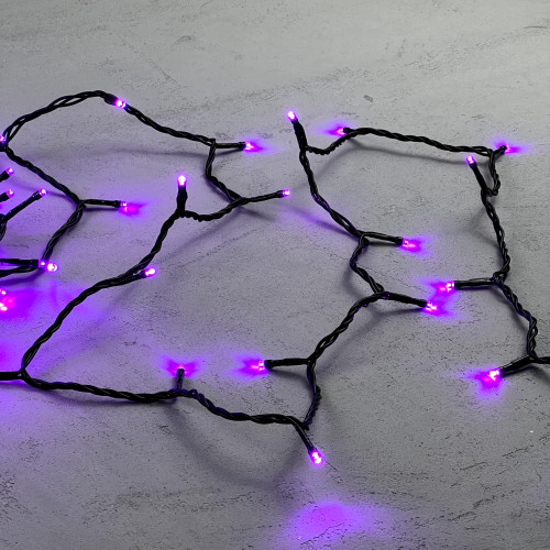 Гирлянда Нить 10м Фиолетовая 24В, 100 LED, Провод Черный ПВХ, IP54