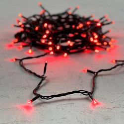 Гирлянда Нить 10м Красная 24В, 100 LED, Провод Черный ПВХ, IP54