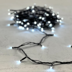 Гирлянда Нить 10м Белая 24В, 100 LED, Провод Черный ПВХ, IP54