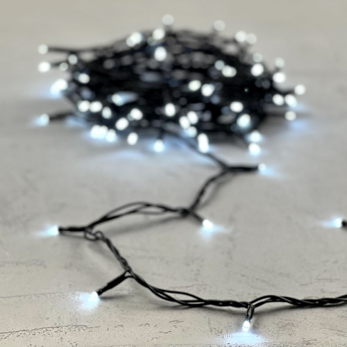 Гирлянда Нить 10м Белая 24В, 100 LED, Провод Черный ПВХ, IP54