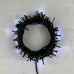 Гирлянда Нить 10м Белая с Мерцанием Каждого Диода 24В, 100 LED, Провод Черный ПВХ, IP54