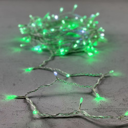Гирлянда Нить 10м Зеленая с Мерцанием Белого Диода 24В, 100 LED, Провод Прозрачный ПВХ, IP54